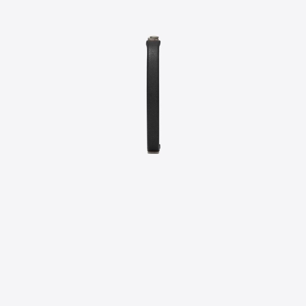 YSL Saint Laurent ID Plaque Bracelet in Black Leather - Picture 5 of 9